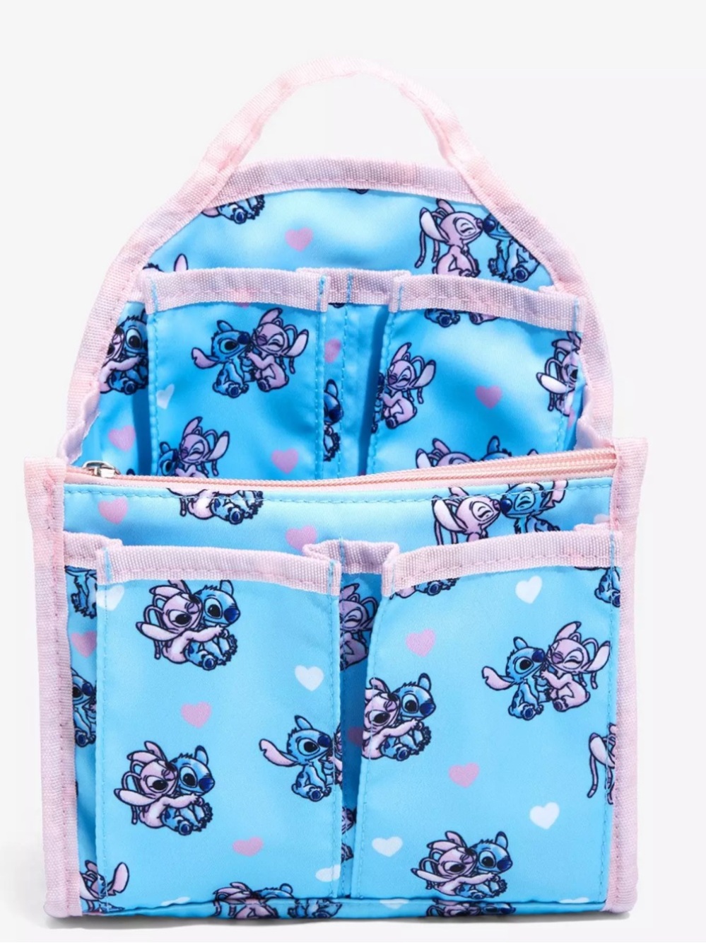 Disney Blue Stitch Mini Organizer with Pink Trim